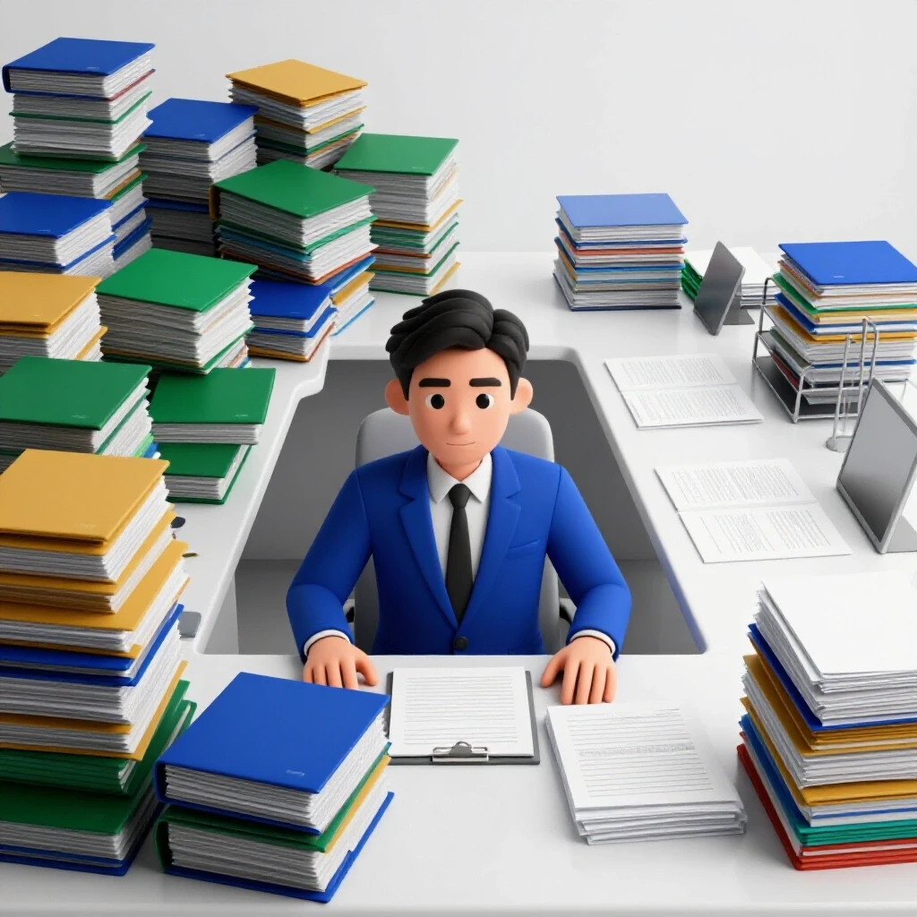 A split scene with a messy, overflowing desk on one side and a perfectly organized desk on the other, highlighting visual contrast.