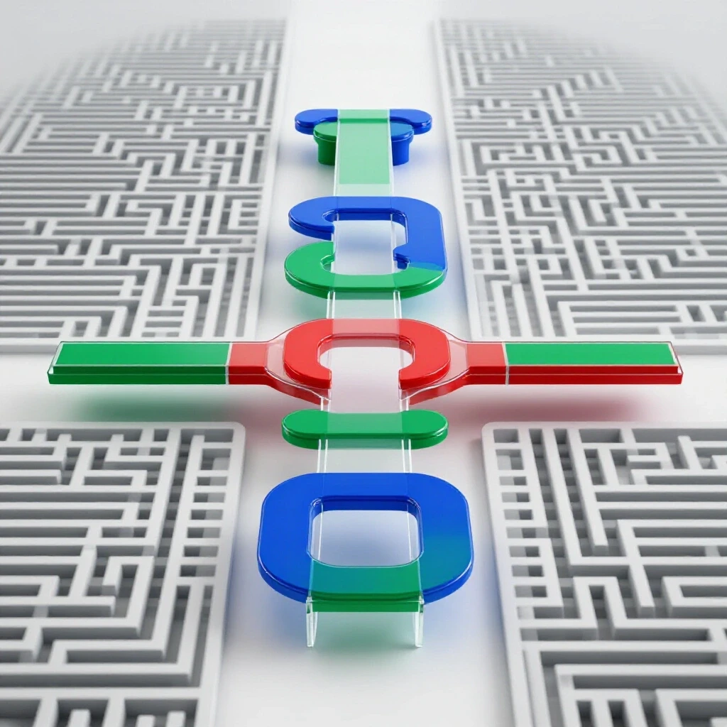 Interconnected colorful floating platforms forming a shortcut over a complex maze with bright background.