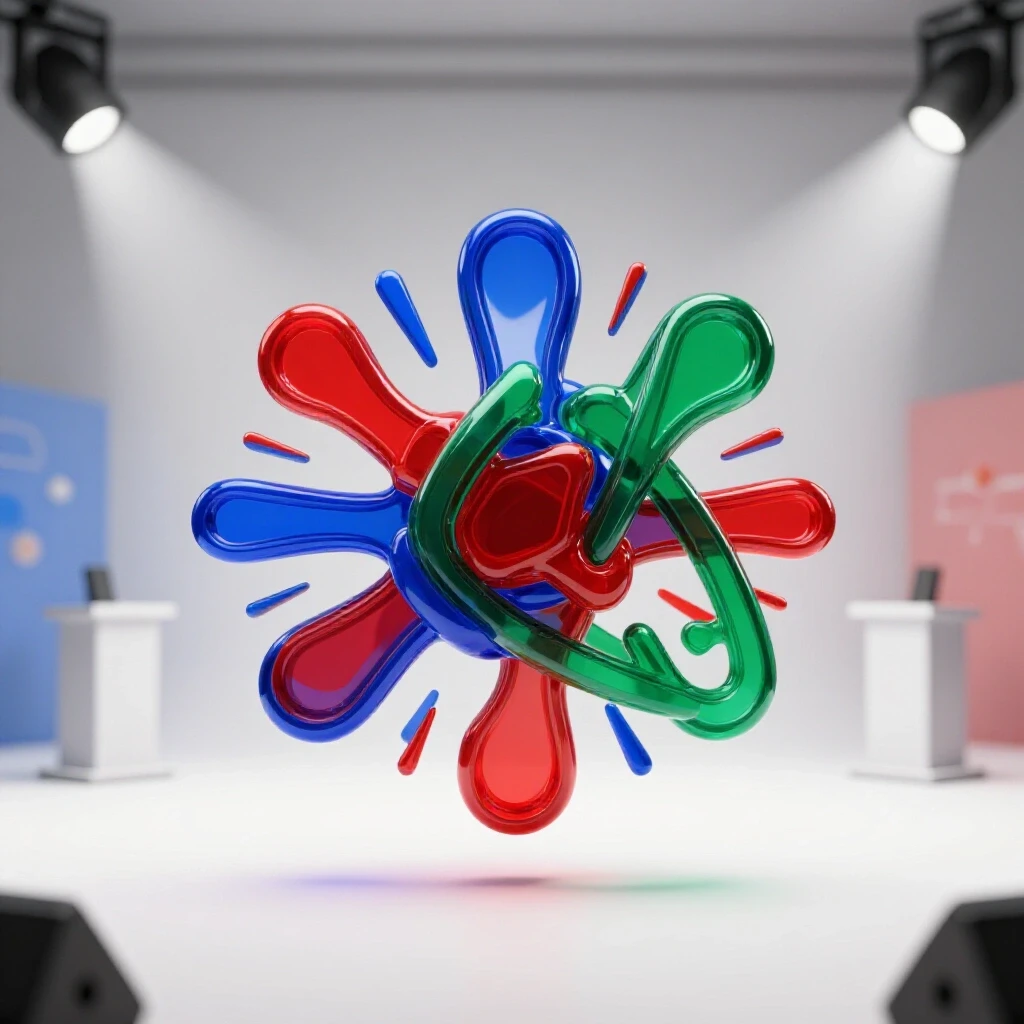 Vivid interlocking colorful geometric shapes symbolize extrovert career pathways in a bright studio setting.