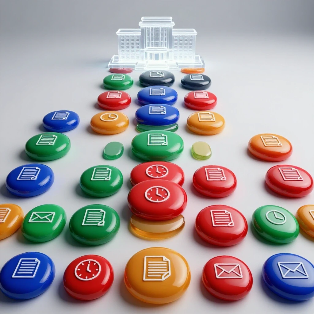 Colorful stepping stones with unique icons lead to a bright university building on a luminous background.