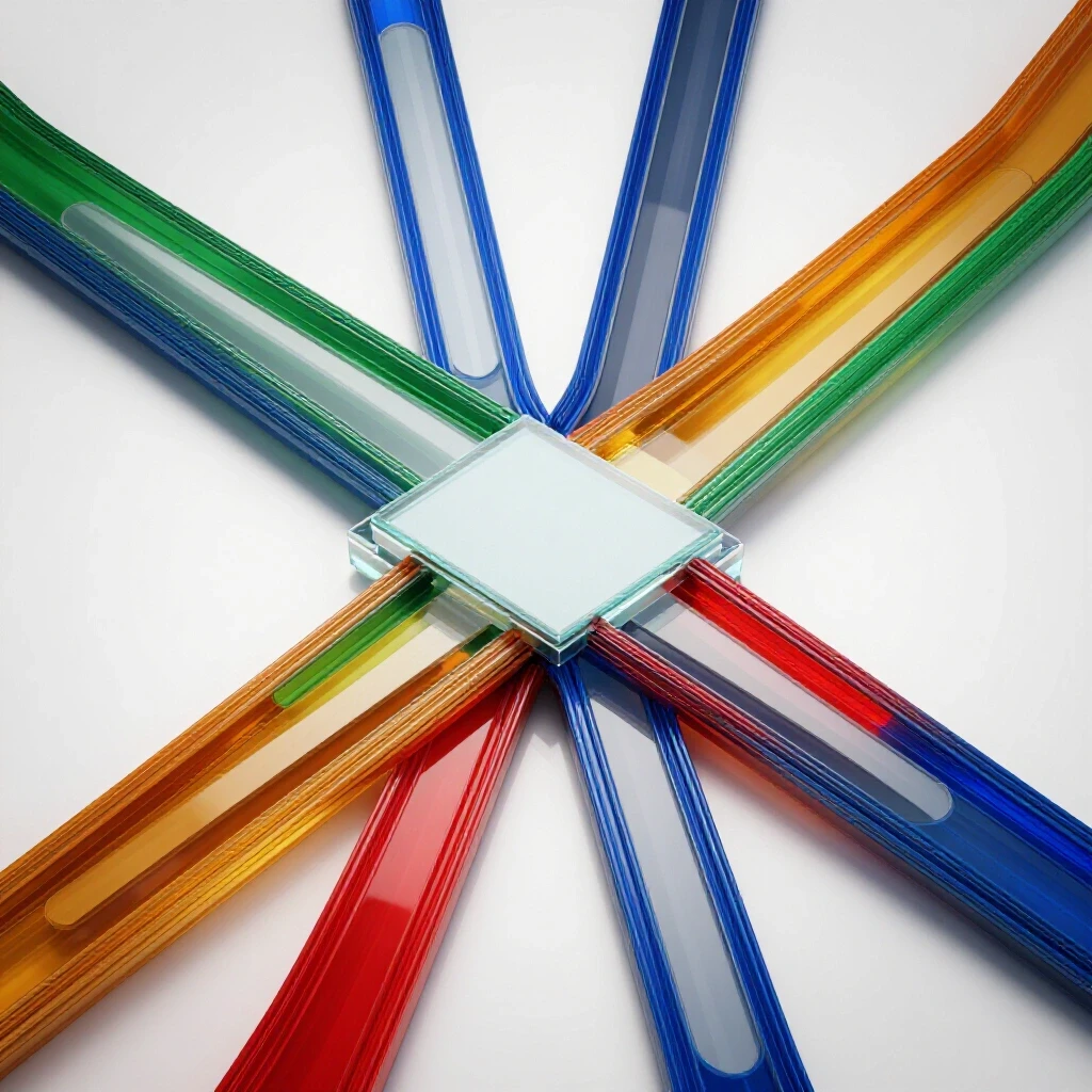Vivid crossroads with colorful progress bar pathways of varying lengths on a bright white background.