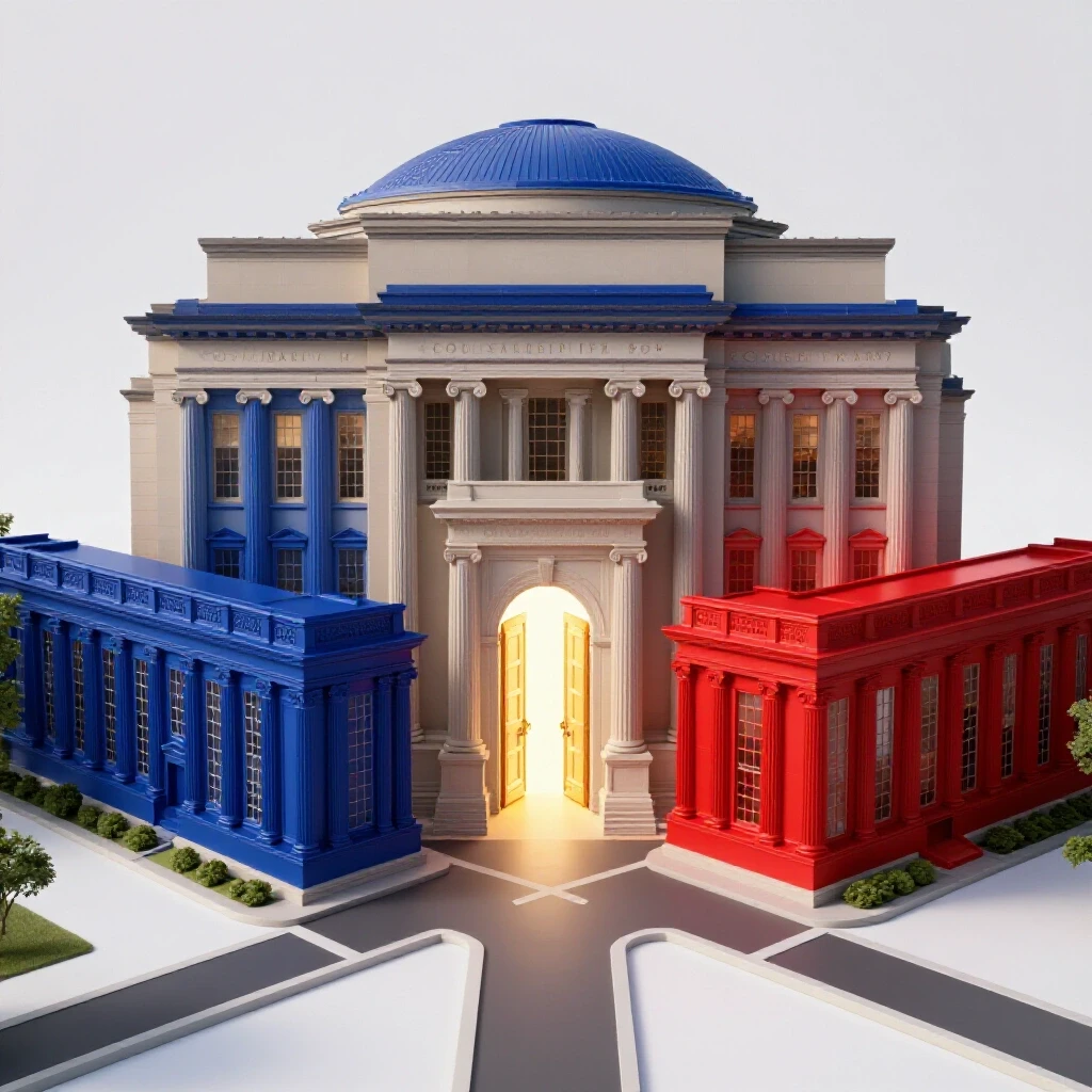 A glowing golden doorway at the crossroads of Columbia’s Low Library and Sciences Po’s façade, surrounded by bright light.