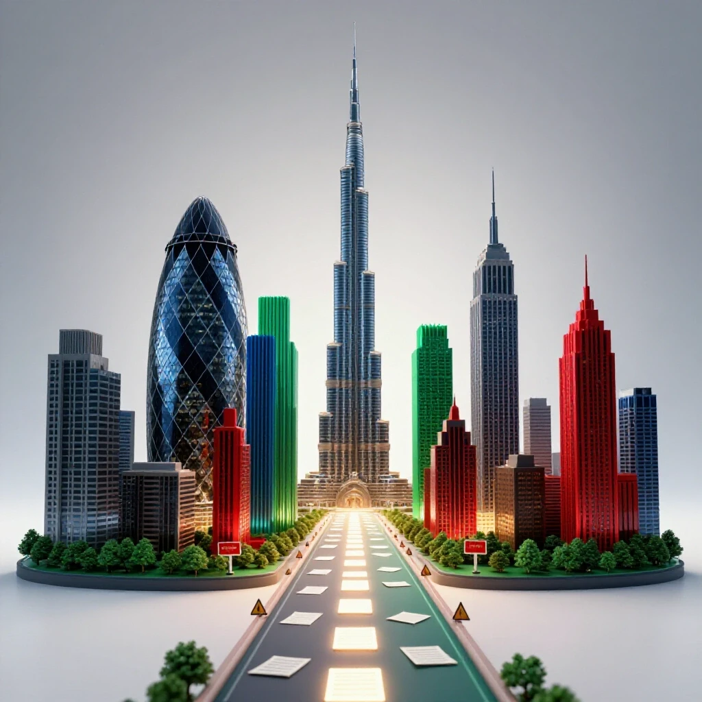 Two contrasting city skylines connected by a glowing path with documents symbolizing the CPA journey