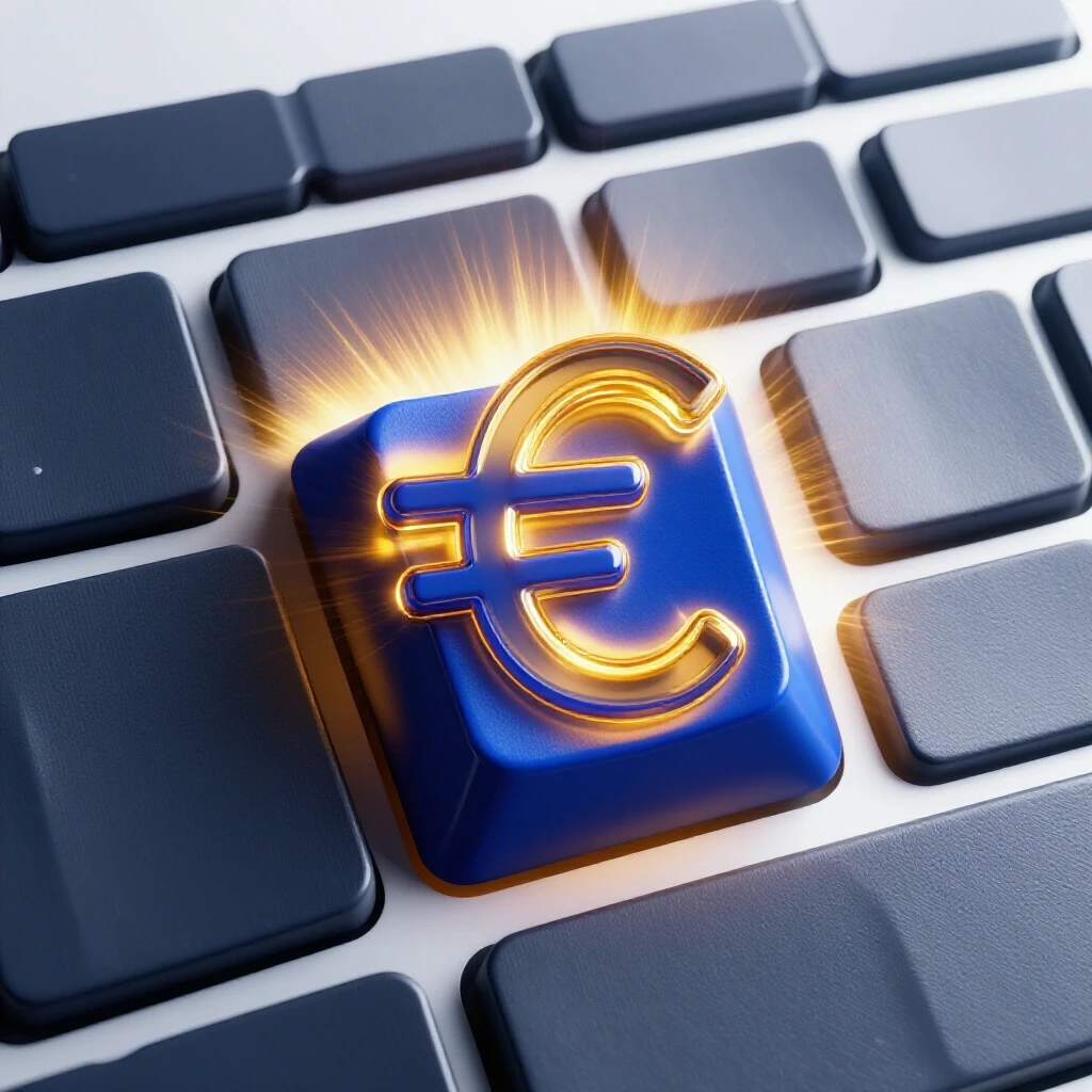 Keyboard key transforming into a glowing degree symbol, highlighted by bright studio lighting