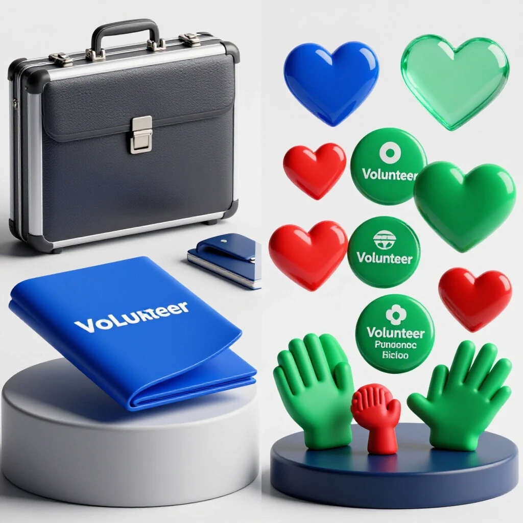 Split-scene showing a diploma and business symbols contrasted with volunteer icons and nonprofit passion on a bright background.