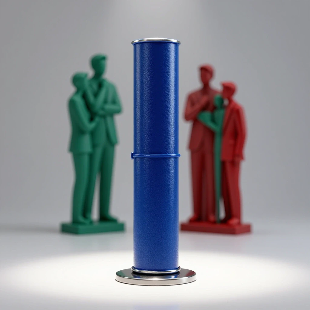 A glossy blue diploma stands in a spotlight, surrounded by abstract employer statues in the shadows, highlighting degree value scrutiny.
