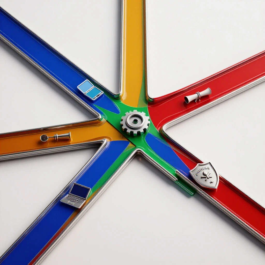 Four vividly colored pathways branching from a central crossroads with symbolic icons for careers and education.