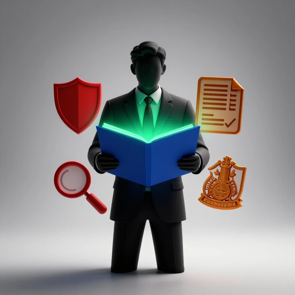 Shadowy professional examines an illuminated confidential file with vibrant career icons emerging from shadows.