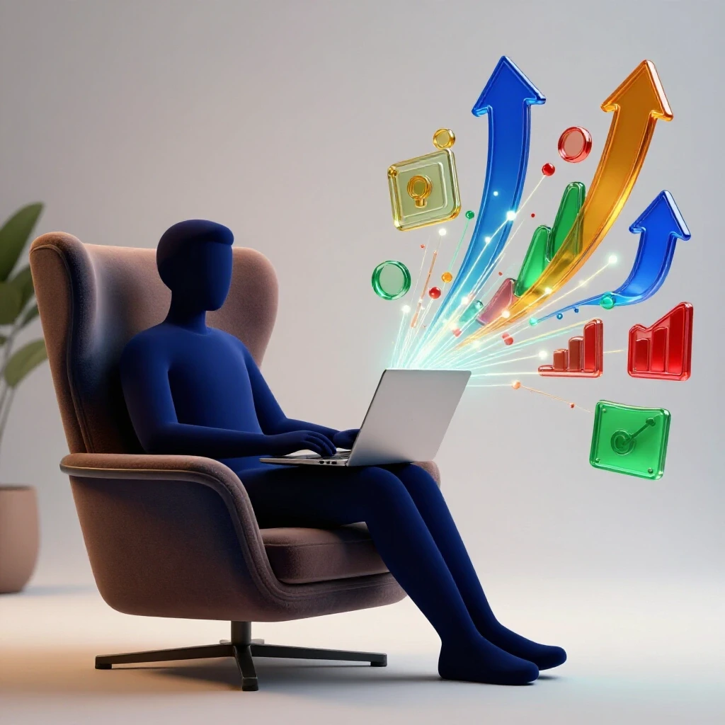 Vivid split scene showing a cozy remote work setup paired with dynamic degree, chart, and arrow icons illustrating career growth.