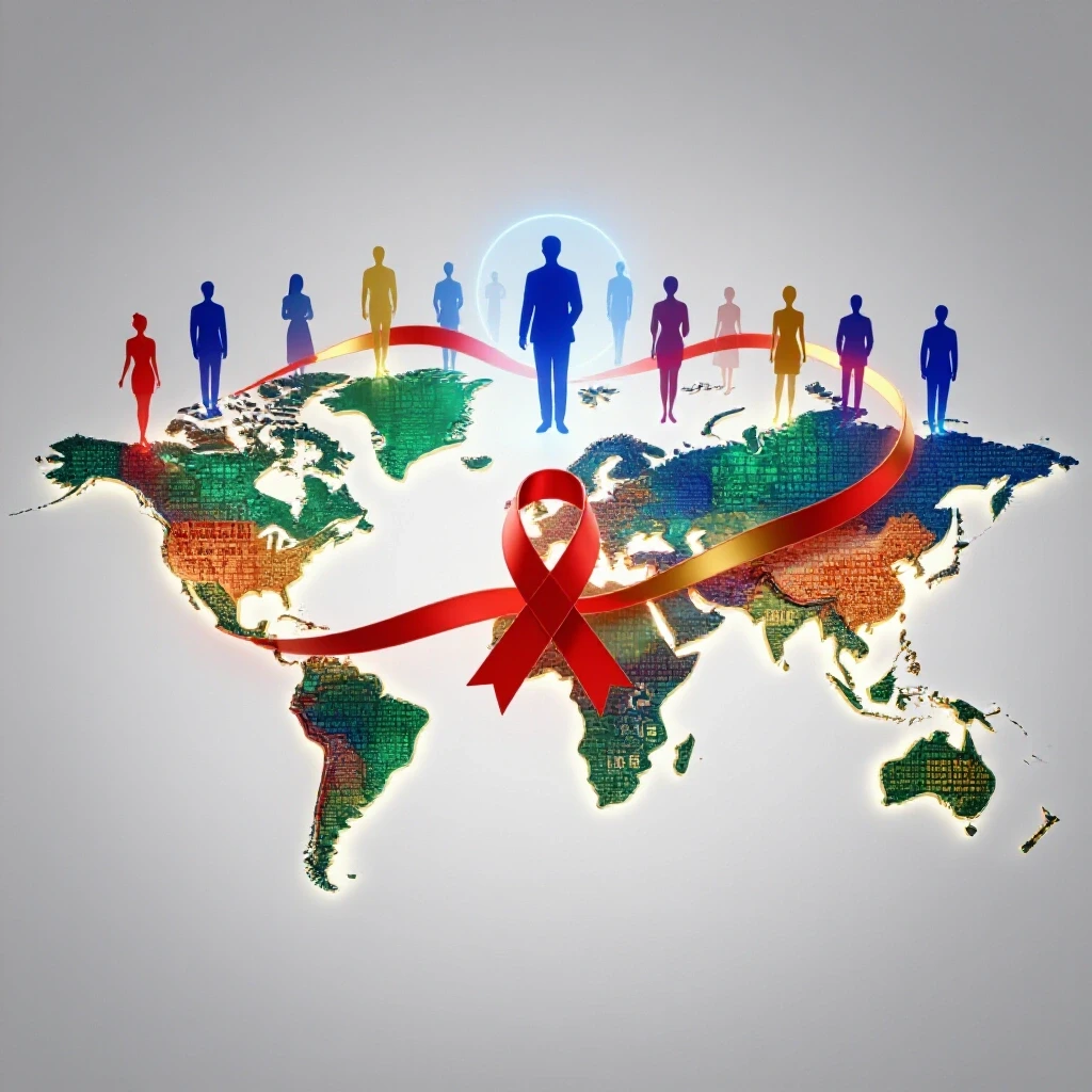 Vivid digital world map with dynamic red and gold ribbons connecting professional icons