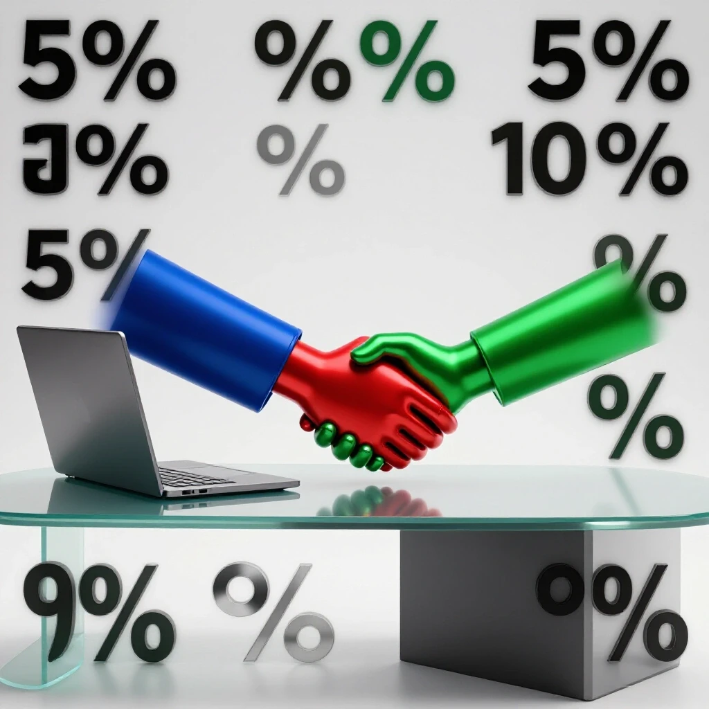 Split image showing a digital diploma rising from a laptop and a symbolic handshake across a desk, representing online degree to job success.