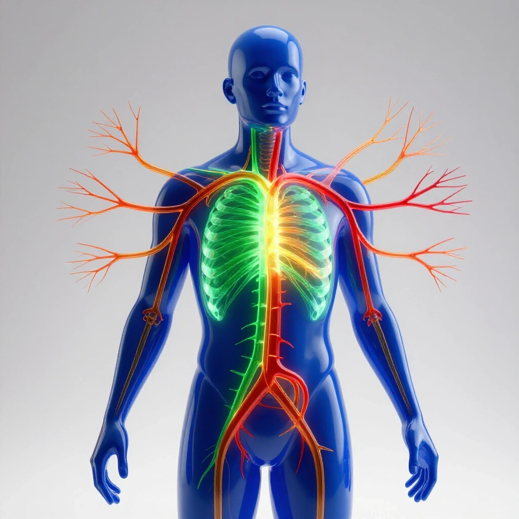 Stylized X-ray of a human silhouette with glowing career pathways branching out from the core, set against a bright white background.